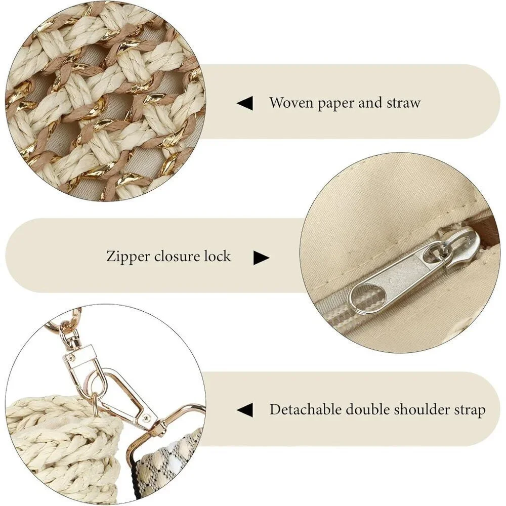 Straw Crossbody Bag Woven Shoulder Bag Beach Handbag Summer Casual Women